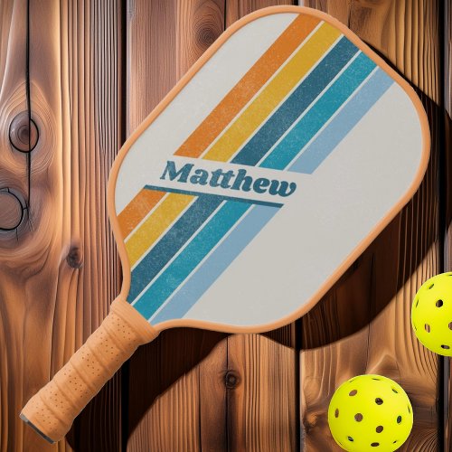 Distressed Retro Rainbow Dark with Name Pickleball Paddle