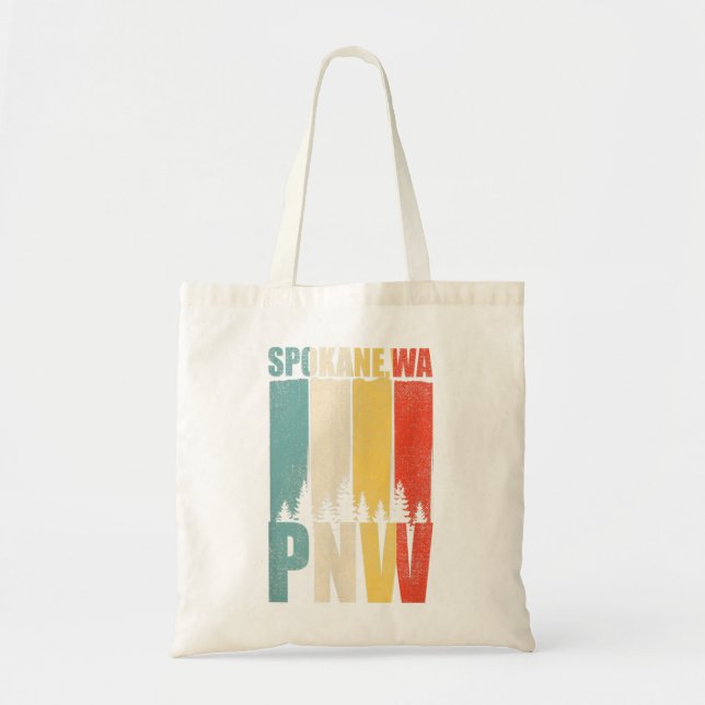 Distressed Retro Spokane WA Pacific Northwes PNW Tote Bag (Front)