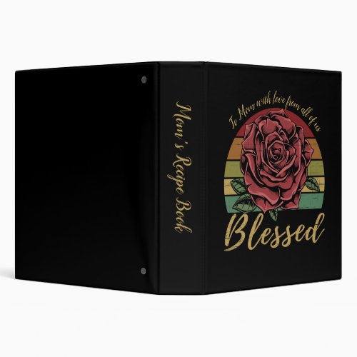 Distressed Retro Sunset Red Rose Blessed 3 Ring Binder