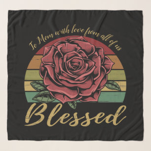 Distressed Retro Sunset Red Rose Blessed Scarf