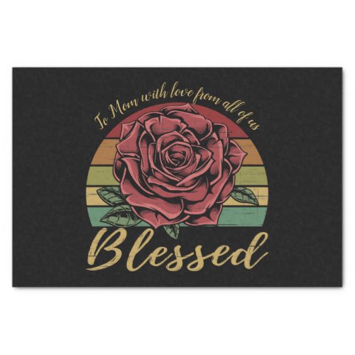 Distressed Retro Sunset Red Rose Blessed Tissue Paper