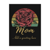 Distressed Retro Sunset Red Rose Mom