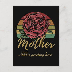 Distressed Retro Sunset Red Rose Mother Postcard