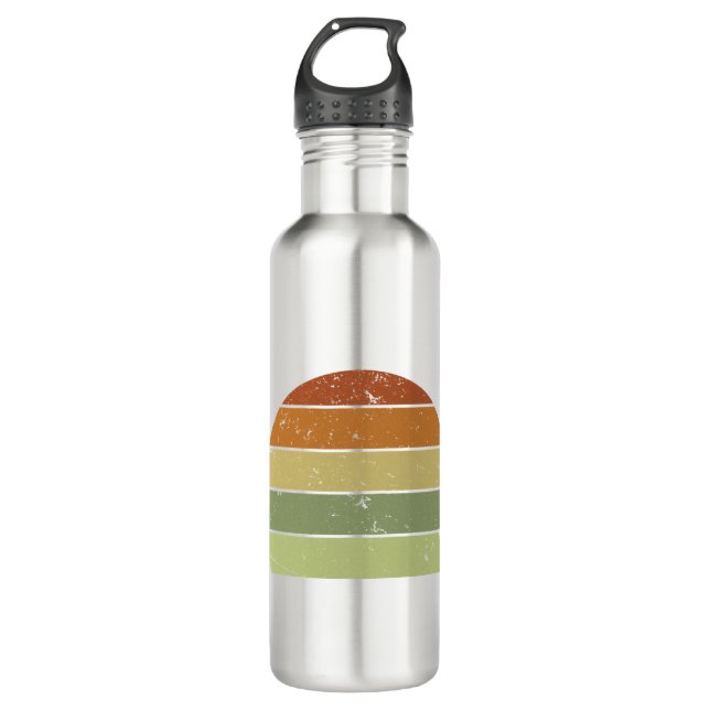 Distressed Retro Sunset Stainless Steel Water Bottle (Front)