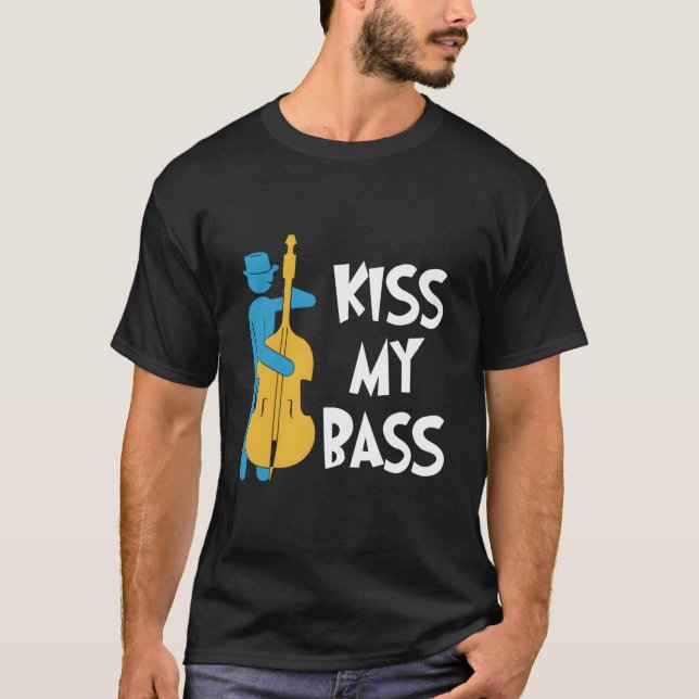 Distressed Retro Upright Bass Musician Music Gift T-Shirt (Front)