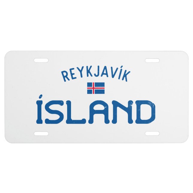Distressed Reykjavik Island (Iceland) License Plate (Front)