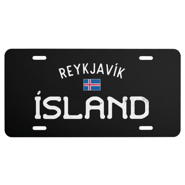 Distressed Reykjavik Island (Iceland) License Plate (Front)