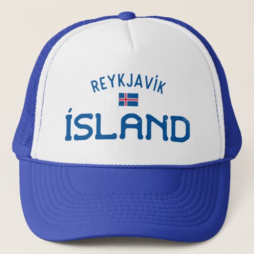 Distressed Reykjavik Island Iceland Trucker Hat