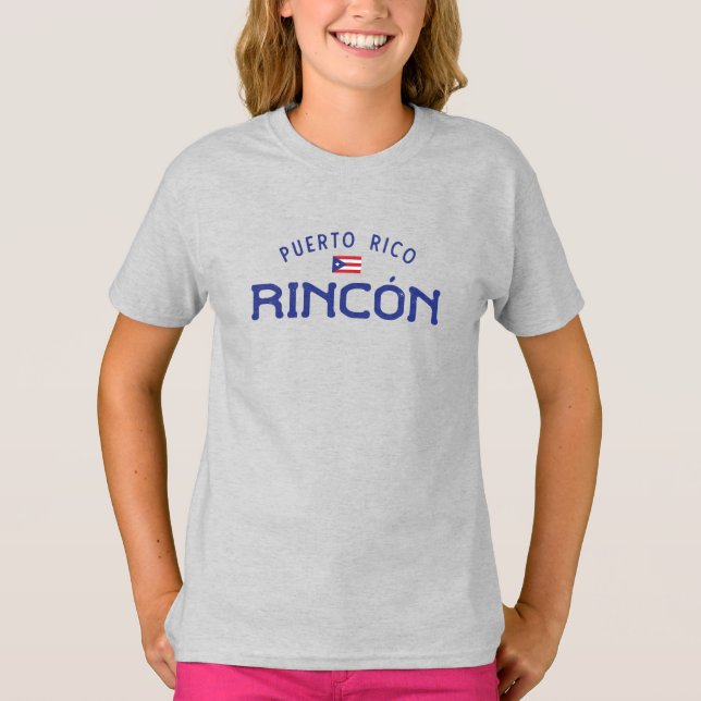 Distressed Rincón Puerto Rico Girls' T-Shirt (Front)