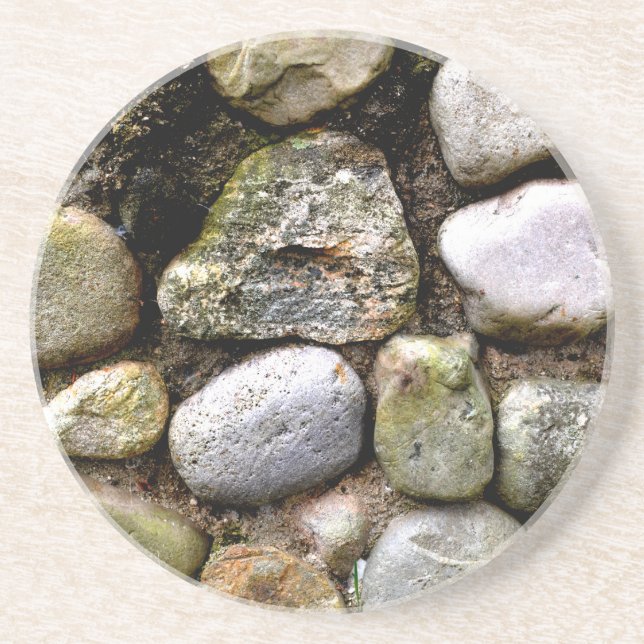 Distressed Rocks stones fieldstone pattern Sandstone Coaster (Front)