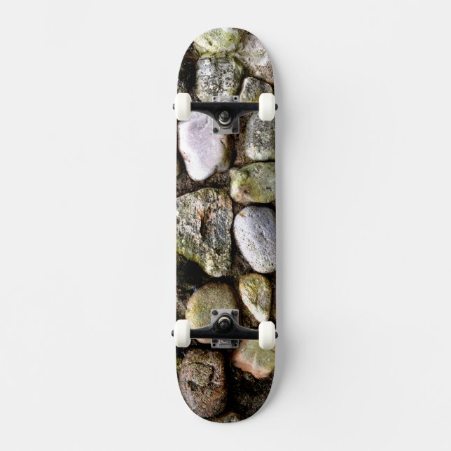 Distressed Rocks stones fieldstone pattern Skateboard Deck (Front)