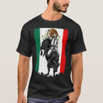 Distressed Rodeo Bull Rider Mexican Flag Cowboys T-Shirt