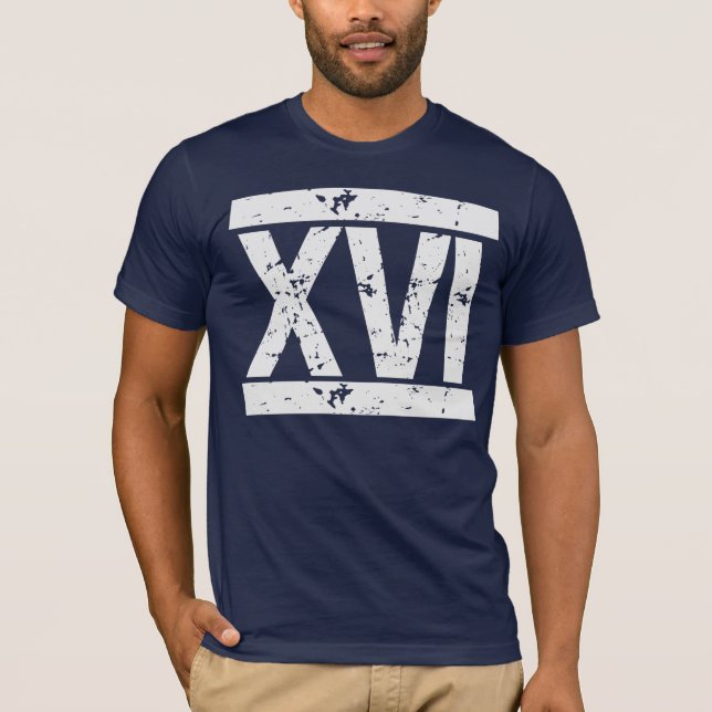DISTRESSED Roman NUMERALS 16th Birthday Tee (Front)