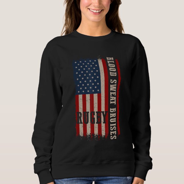 Distressed Rugby 4th of July USA Rugby American Fl Sweatshirt (Front)