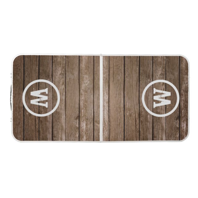 Distressed Rustic Barn Wood Personalized Monogram Beer Pong Table (Top)