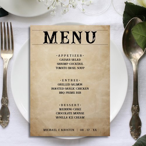 Distressed Rustic Brown Wedding Reception Dinner