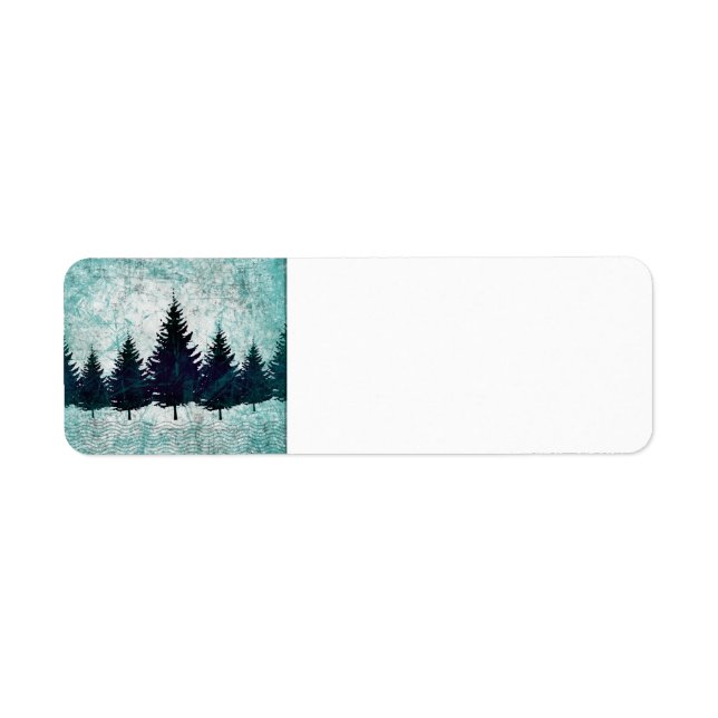 Distressed Rustic Evergreen Pine Trees Forest Label (Front)