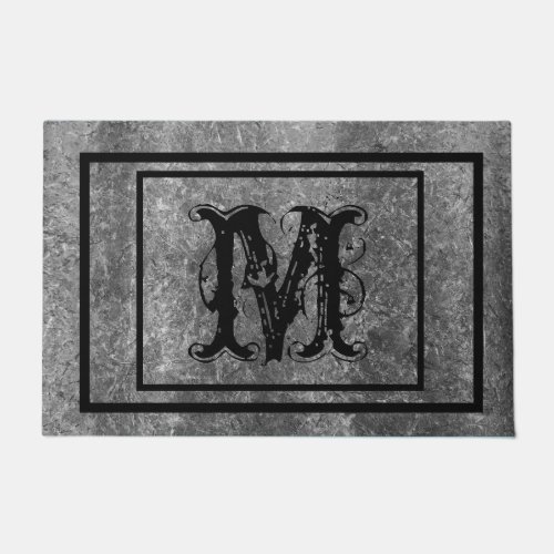 Distressed Rustic Stone Monogram Personalized Doormat