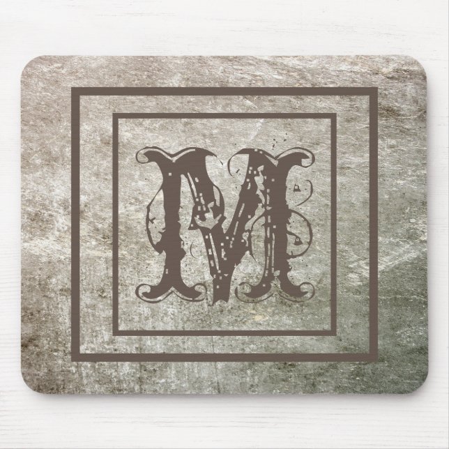 Distressed Rustic Stone Personalized Monogram Mouse Pad (Front)
