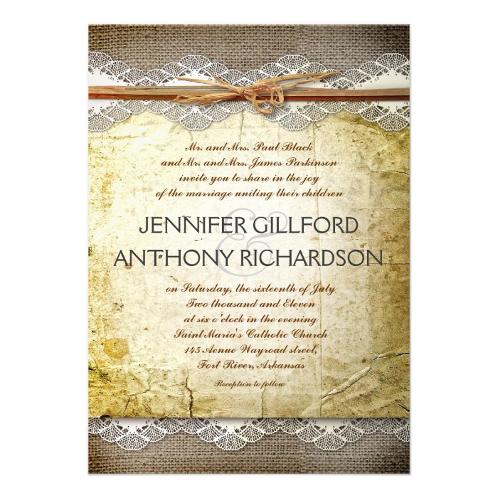 distressed rustic wedding invitations