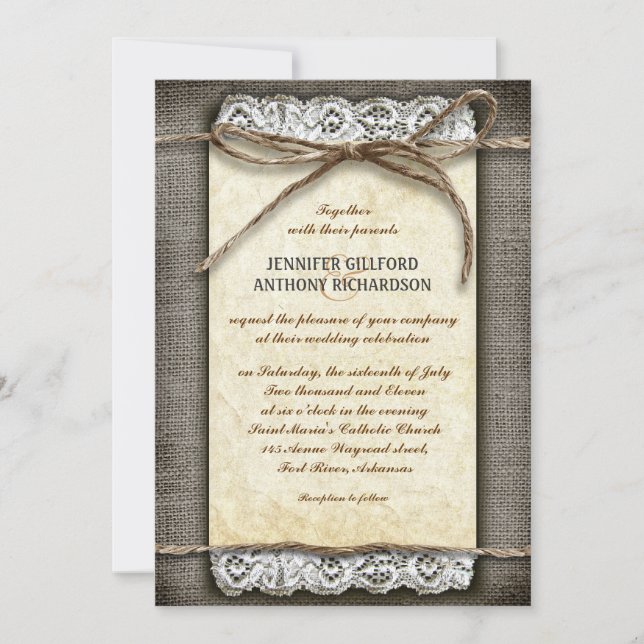 distressed rustic wedding invitations (Front)
