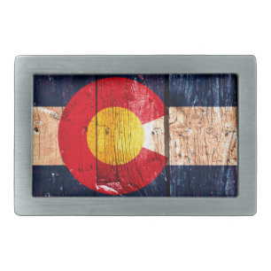 Distressed rustic wooden Colorado state flag Belt Buckle