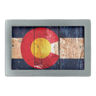 Distressed rustic wooden Colorado state flag Belt Buckle
