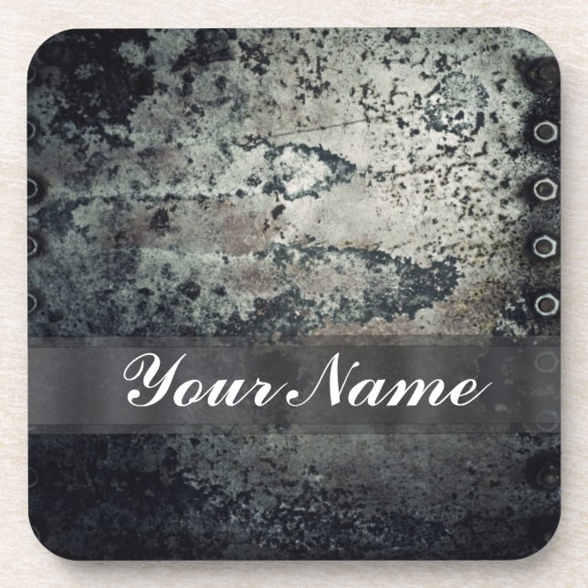 Distressed rusty metal coaster (Front)