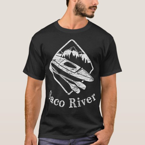 Distressed Saco River Kayak Kayaking Boating Rapid T_Shirt