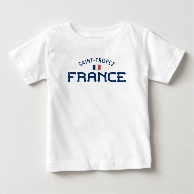 Distressed Saint-Tropez France Baby T-Shirt (Front)