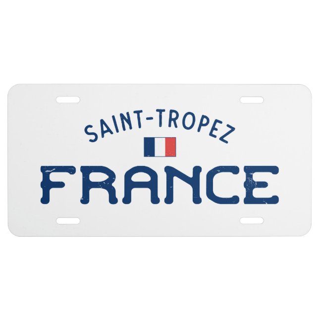 Distressed Saint-Tropez France License Plate (Front)