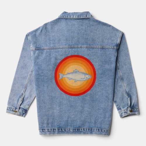 Distressed Salmon  Retro Style  Denim Jacket