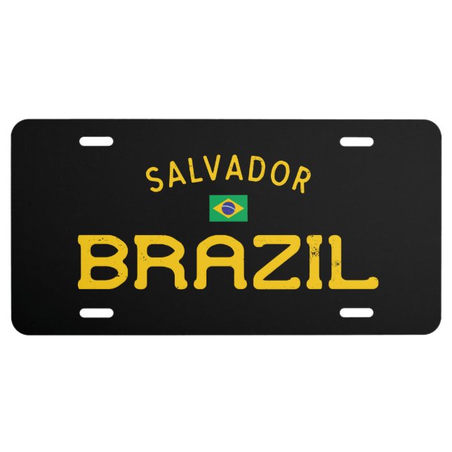 Distressed Salvador Brazil License Plate (Front)