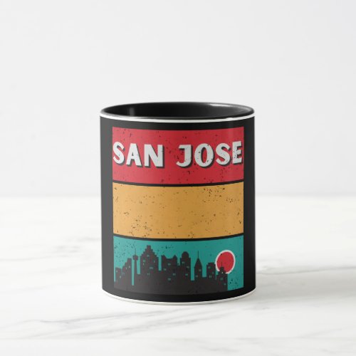 Distressed San Jose California Skyline Vintage Mug