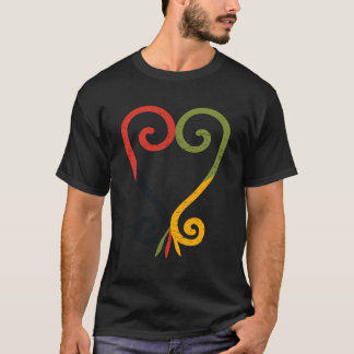 Distressed Sankofa Heart In Pan African Colors T-Shirt