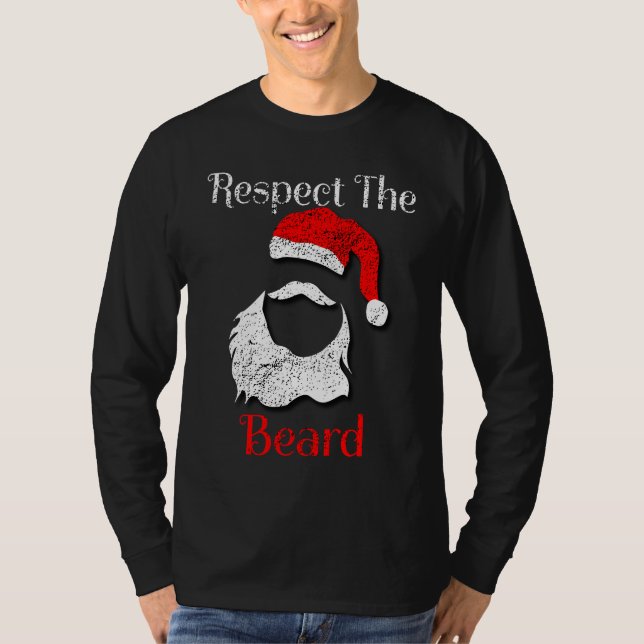 Distressed Santa Claus Respect The Beard T-Shirt (Front)