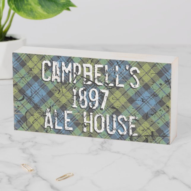 Distressed Scottish Campbell Tartan Plaid Pub Sign (In Situ Horizontal)