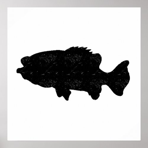 Distressed Sea Bass Silhouette Poster