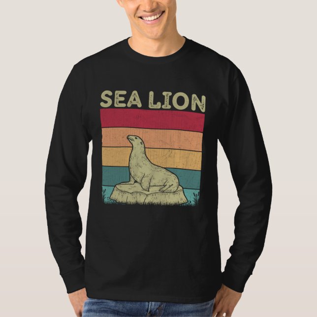 Distressed Sea Lion Lover Boys Girls Retro Style S T-Shirt (Front)