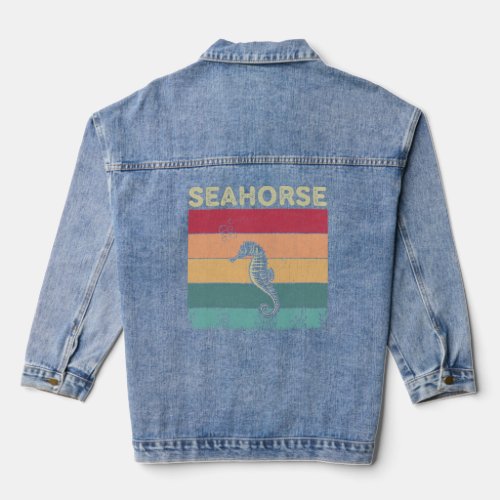 Distressed Seahorse  Boys Girls Retro Style Seahor Denim Jacket