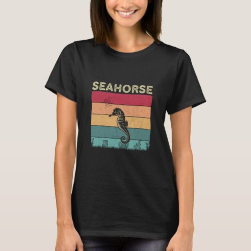 Distressed Seahorse  Boys Girls Retro Style Seahor T_Shirt