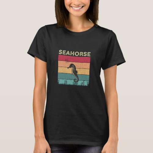 Distressed Seahorse  Boys Girls Retro Style Seahor T_Shirt
