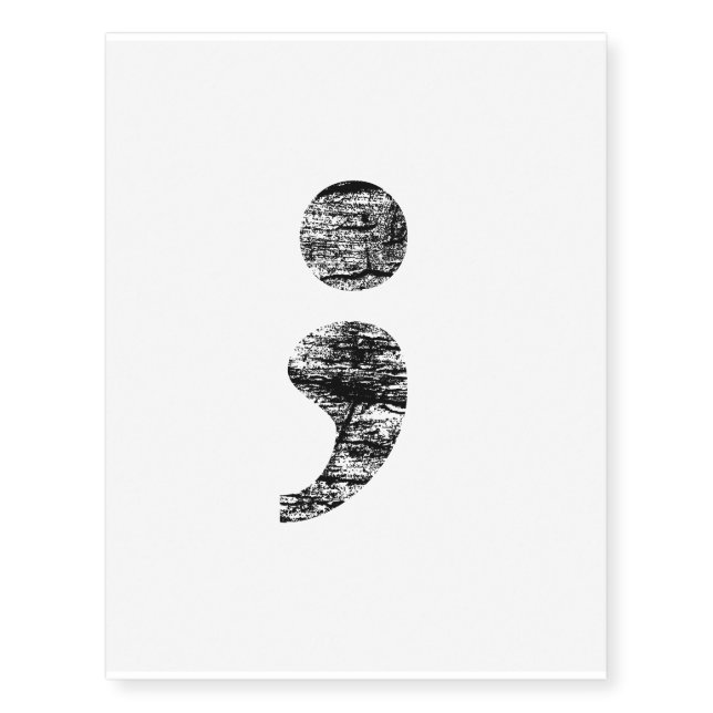 Distressed Semicolon Tattoo (Front)