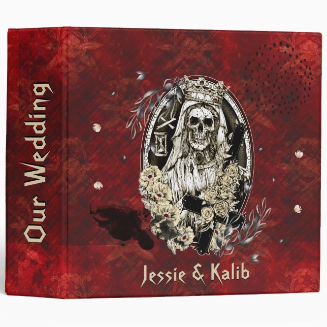 Distressed Septa Skeleton Bride Goth Wedding 3 Ring Binder (Front/Spine)