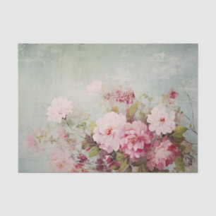 Distressed Shabby Chic Flowers on One Side Tissue Paper