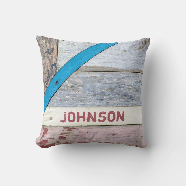 Distressed Shabby Chic Wood Throw Pillow (Front)