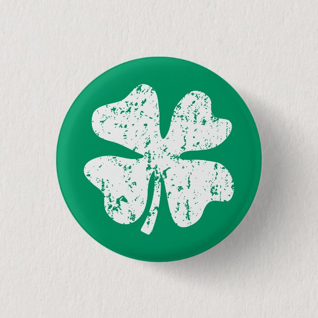 Distressed shamrock St Patricks Day Pin Buttons (Front)