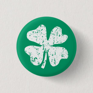 Distressed shamrock St Patricks Day Pin Buttons