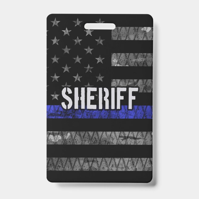Distressed Sheriff Police Flag Badge (Front)
