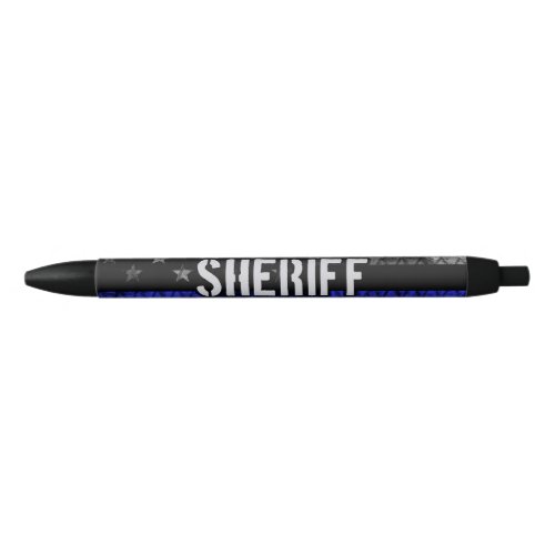 Distressed Sheriff Police Flag Black Ink Pen